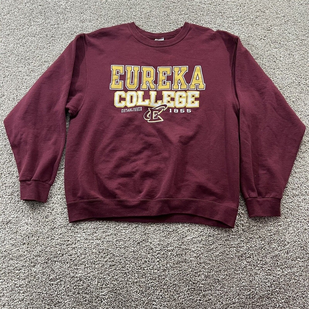 Vintage Eureka College Sweater‎ Mens Large Maroon 90s 1855 Illinois Streetwear